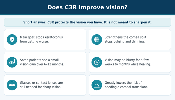 Does C3R improve vision - C3R stops keratoconus getting worse but is not meant to sharpen vision